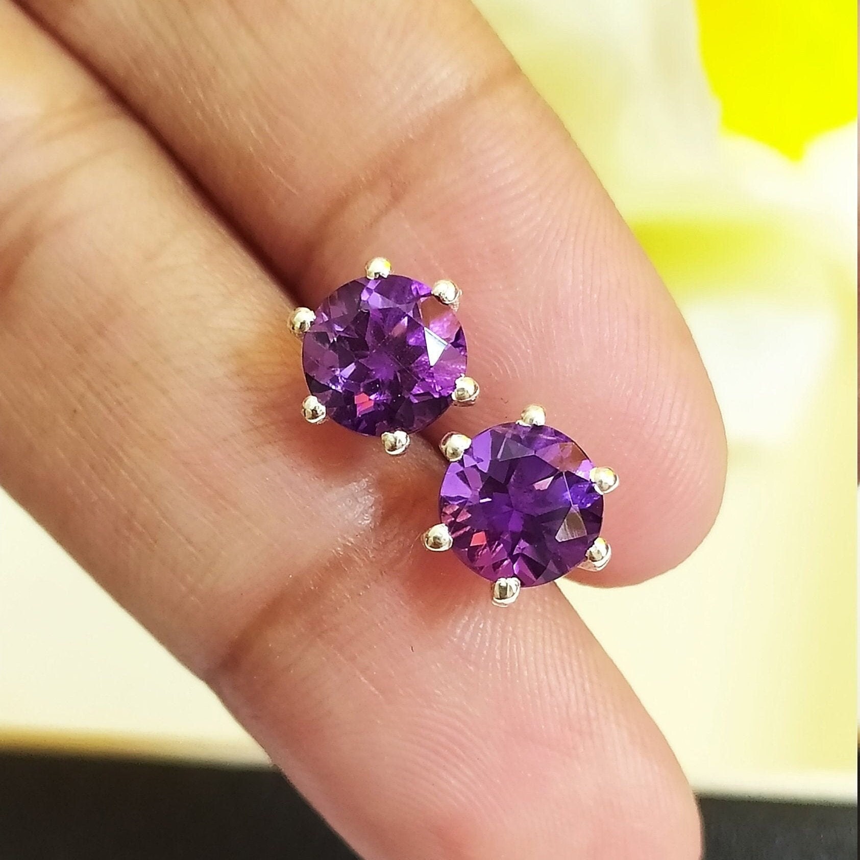 Purple Amethyst Earrings- Amethyst Earrings | Falak Gems
