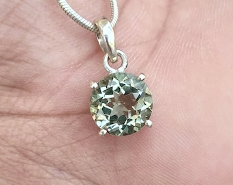 Fine Quality Natural Green Amethyst Pendant-925 Sterling Silver-February Birthstone Pendent-Green Amethyst Solitaire Pendant-Gift For Her-45
