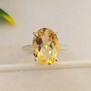 Natural Citrine Oval Cut Ring: 925 Sterling Silver Cocktail Ring