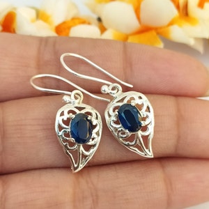 Kyanite Gemstone Earrings-Dangle Drop Teardrop 14k Gold-925 Sterling Silver Blue Kyanite Jewelry-Dainty Blue kyanite Dangle Earrings Gift