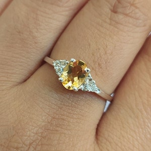 AAA Golden Citrine Solitaire Ring-Natural Golden Citrine Wedding Ring-Citrine Ring For love-925 Solid Sterling Silver-Jewelry Handmade-76