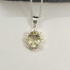 Natural Green Amethyst Pendant-Vintage Green Gemstone Pendant-Birthstone Pendent-Floral Solitaire Pendant Gift-925 Solid Sterling Silver-542