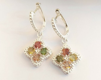 Pink Tourmaline Sterling Silver Stud Earrings: Handmade Gemstone Jewelry