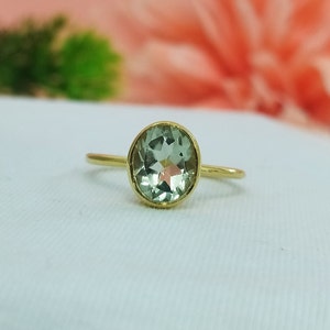 Natural Green Amethyst Ring-Natural Prasiolite Ring-Beautiful Oval Solitaire Ring For Her-Amethyst Birthstone Ring-925 Sterling Silver-R663