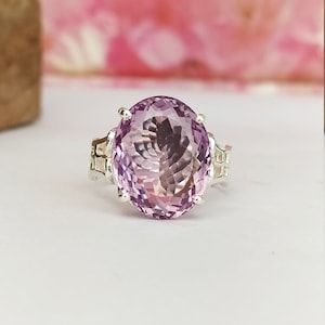 Natural Purple Amethyst Statement Ring-Big Amethyst Cocktail Ring-Amethyst Birthstone Ring-Portuguese Cut Amethyst Ring 925 Sterling Silver