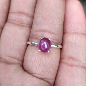 Natural Ruby Oval Cabochon Ring-925 Sterling Silver Ring-July Birthstone Gift-Everyday Simple Jewelry