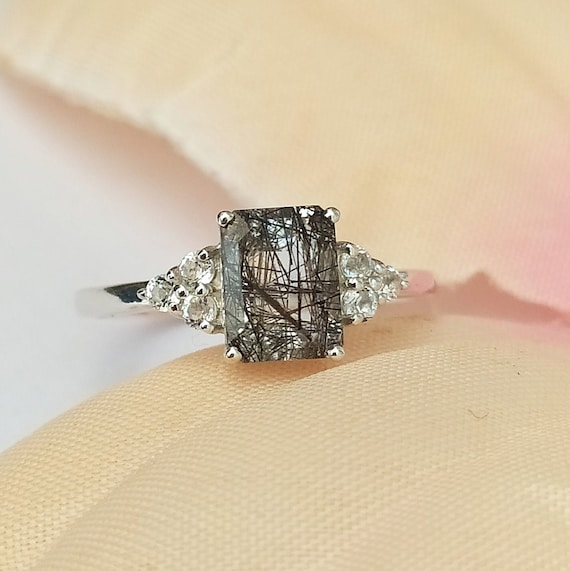 Unique Black Rutile Quartz Engagement 