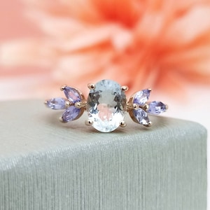 Wunderschöne Aquamarin Hochzeit Ring für sie-Einzigartige Aquamarin Jubiläum Ring-Aquamarin Vintage Verlobungsring-Tansanit Ring für die Liebe-R664