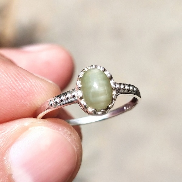 Natural Cat's Eye Ring-Cat's Eye Chrysoberyl-Cat's Eye Birthstone -Cat's Eye Solitaire Ring-925 Sterling Silver-Jewelry Handmade-Ring-554