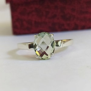 Natural Green Amethyst Ring-Fancy Cut Amethyst Ring-Amethyst Birthstone Solitaire Ring-925 Sterling Silver-Jewelry Handmade Ring-18