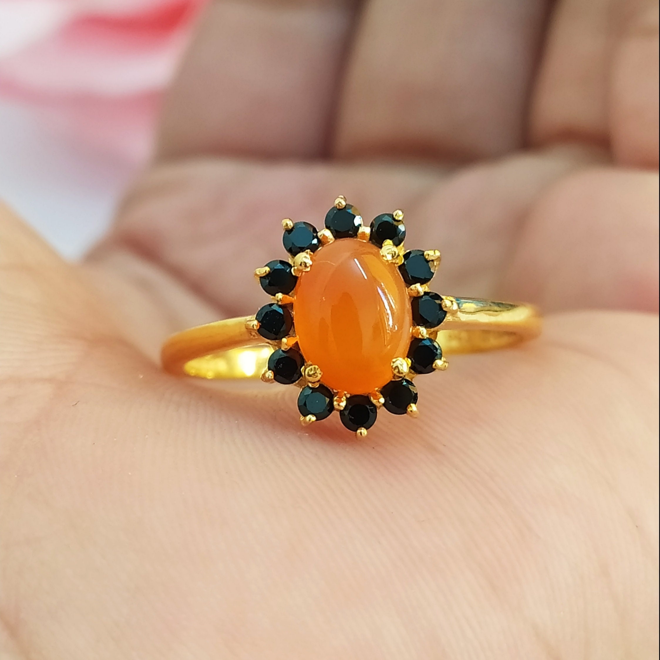Natural Carnelian Gemstone Ring 925 Sterling Solid Silver Christmas Jewelry Size 8.50 Statement Band Vintage Handmade Ring For Women