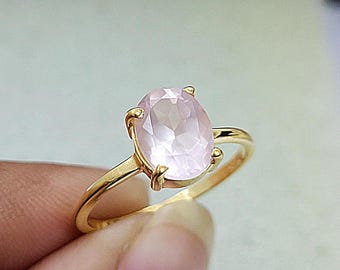 Handmade Rose Quartz 14k Gold Ring: Vintage-Inspired Engagement Ring