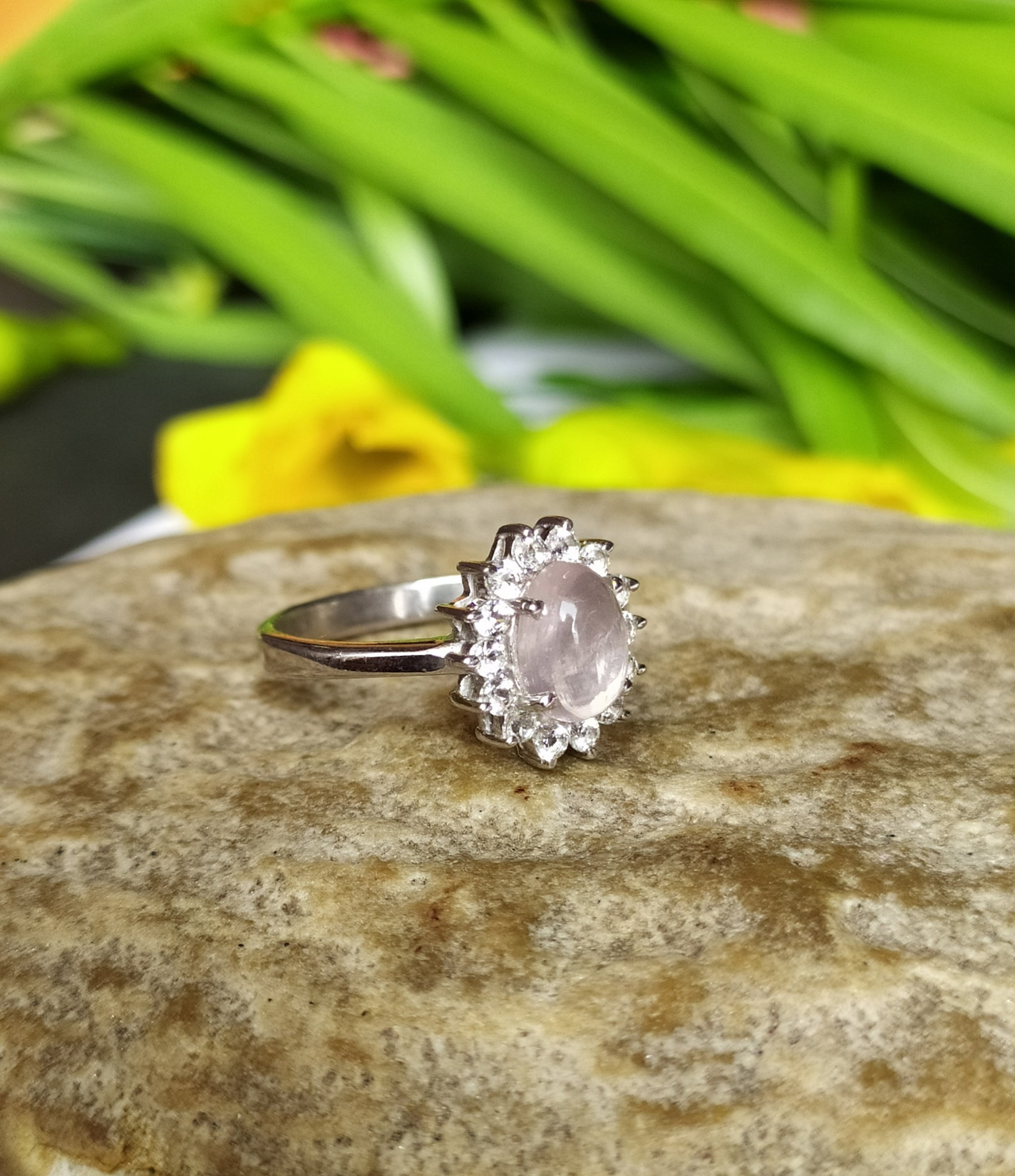 100 Natural Rose Quartz Engagement Ringrose Quartz Dainty Etsy