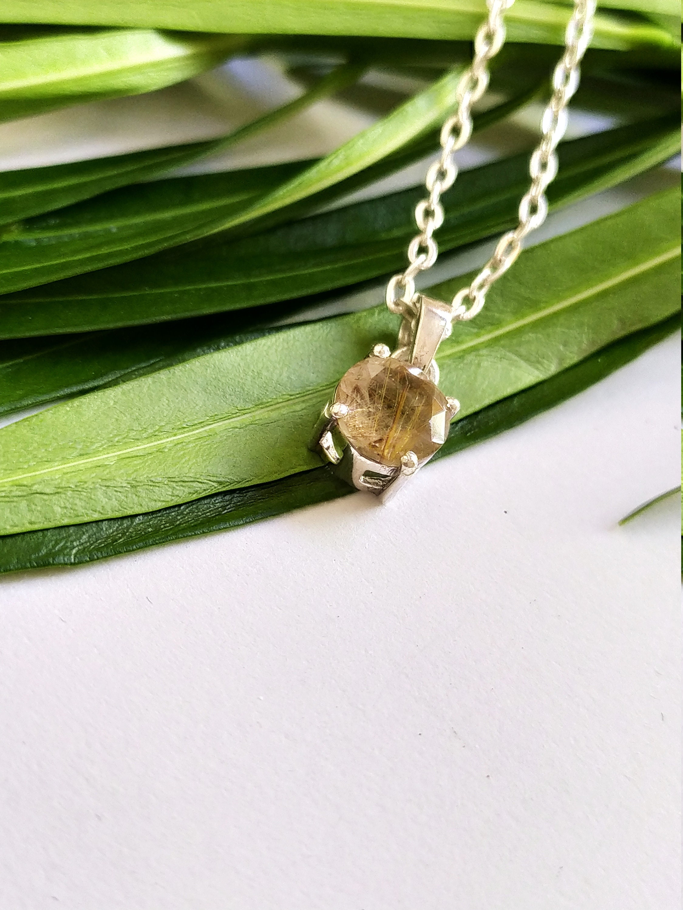 AAA Golden Rutile Quartz PendantRutilated Quartz Necklace Etsy
