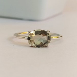 Natural Green Amethyst Ring-Oval Cut Amethyst Ring-Amethyst Birthstone Solitaire Ring-925 Sterling Silver-Jewelry Handmade Ring