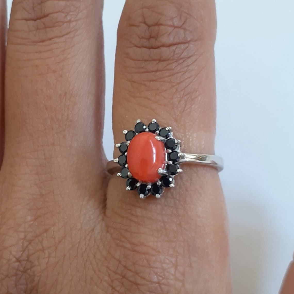 100 Natural Red Coral Ring925 Solid Sterling Silverjewelry Etsy