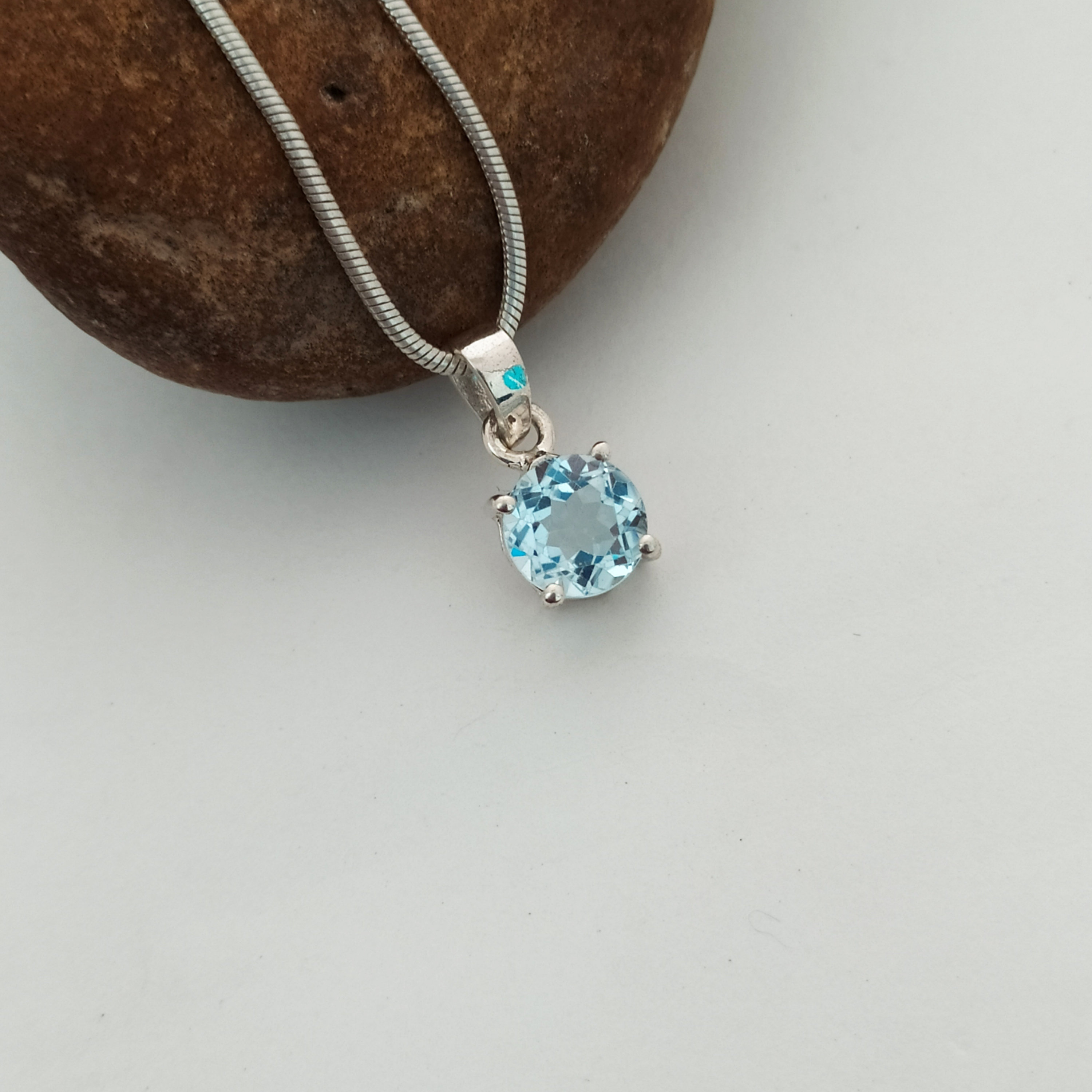 .01 cttw. 21mm x 14mm Solid 925 Sterling Silver Diamond and Sky Blue Topaz Pendant Charm