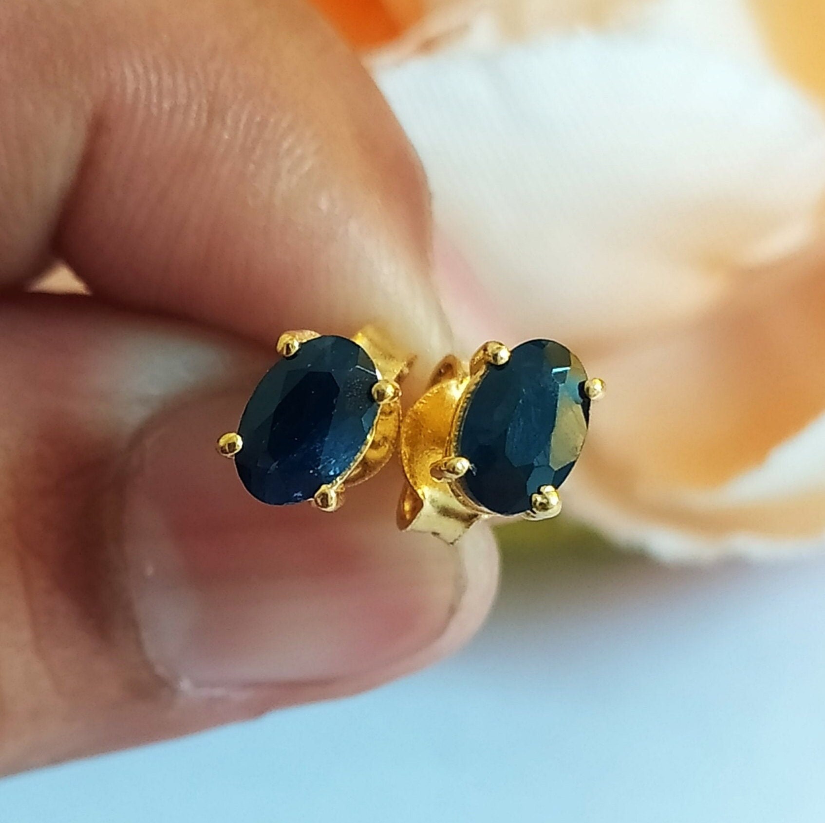 Blue Sapphire Studs Etsy Singapore