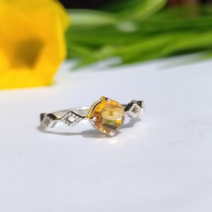 Golden Citrine Filigree Ring: 925 Sterling Silver November Birthstone