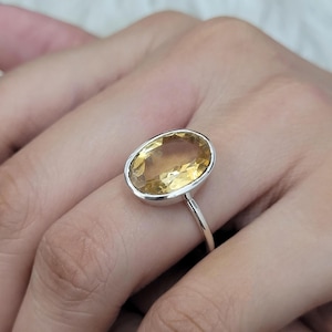 Natural Citrine Sterling Silver Ring: Handmade Bezel Set Jewelry