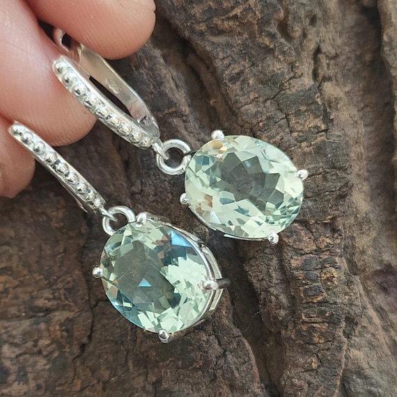 Green Amethyst Sterling Silver Earrings Green Amethyst Sterling Silver Earrings