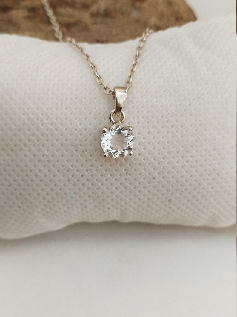 Crystal Necklace Set-Natural Crystal Pendant-White Crystal Solitaire Pendant-Unique Vintage Pendant-925 Sterling Silver-Handmade Jewelry