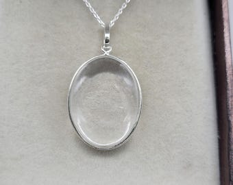 Large Crystal Quartz Pendant: Sterling Silver Bezel Set Boho Necklace