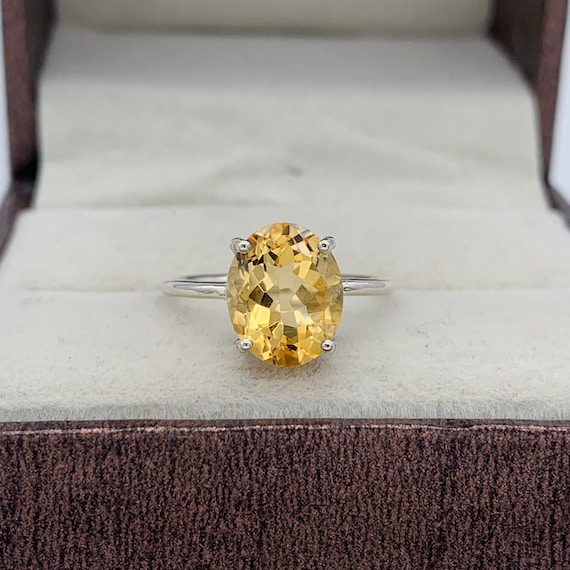 Sterling Silver Citrine Ring: Vintage Style November Birthstone