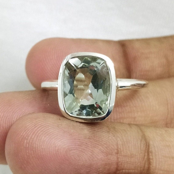 Green amethyst cushion cut ring store
