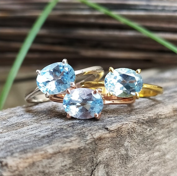 Dainty blue online topaz ring