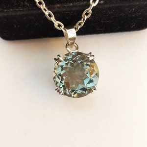 Natural Prasiolite Necklace-Christmas Gift For Her-Natural Green Amethyst Pendant 925 Sterling Silver-Emerald Green Necklace For Her-545