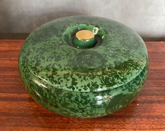 Antique Vintage Green Ceramic Candy Box Jewelry Box #C156