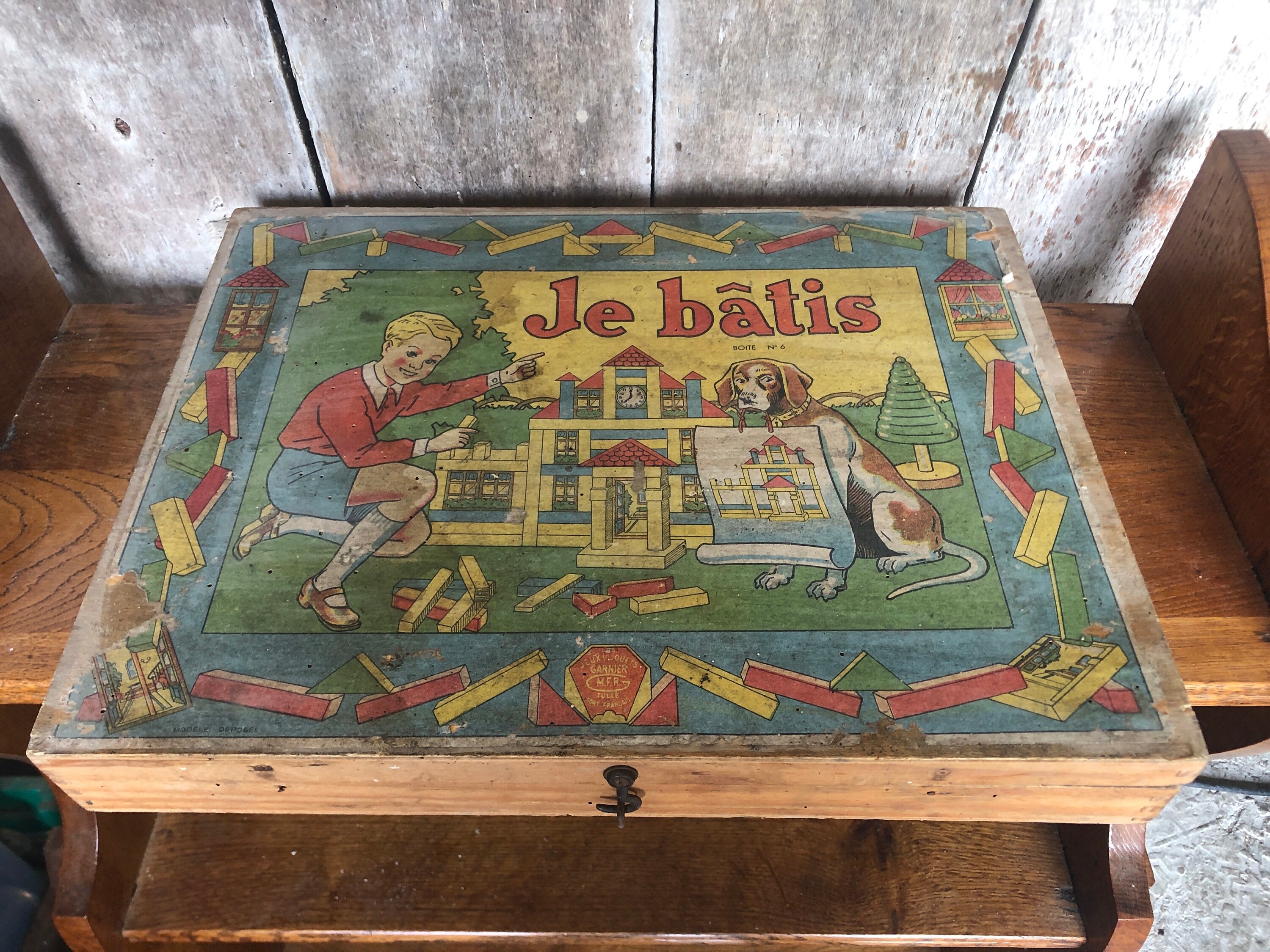 Jeu De Construction Ancien Garnier N°1504 – France, Boîte Vintage (Occasion, Pièces Incomplètes)