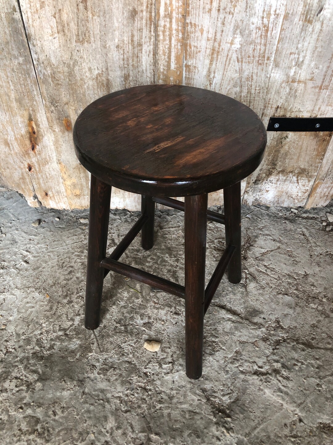 Vintage Turned Dark Wood Milking Stool #A631 - Etsy
