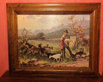 Oil painting on panel by Vincente Roso, varnished + vintage wooden frame #C980