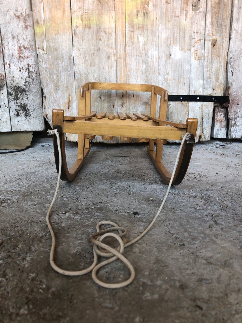 Old Wooden Sled With Backrest & Vintage Metal Slats A107 Etsy