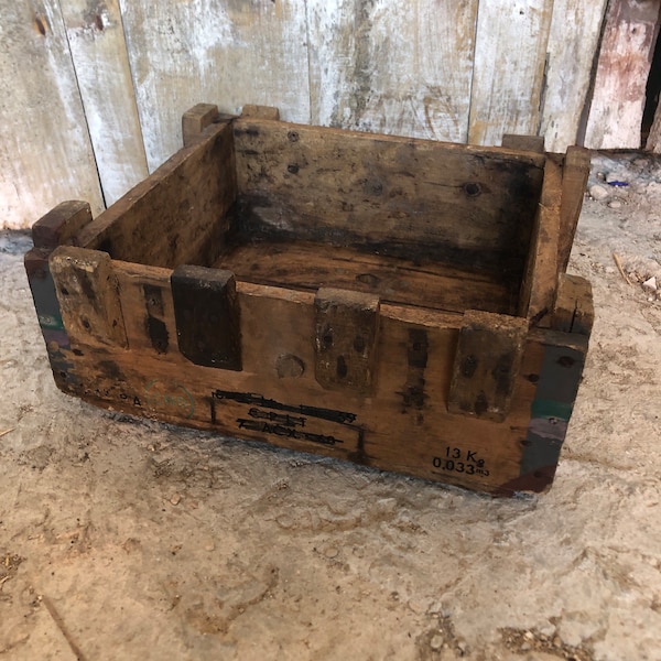 Old Military Wooden Army Crate Vintage Storage #A123