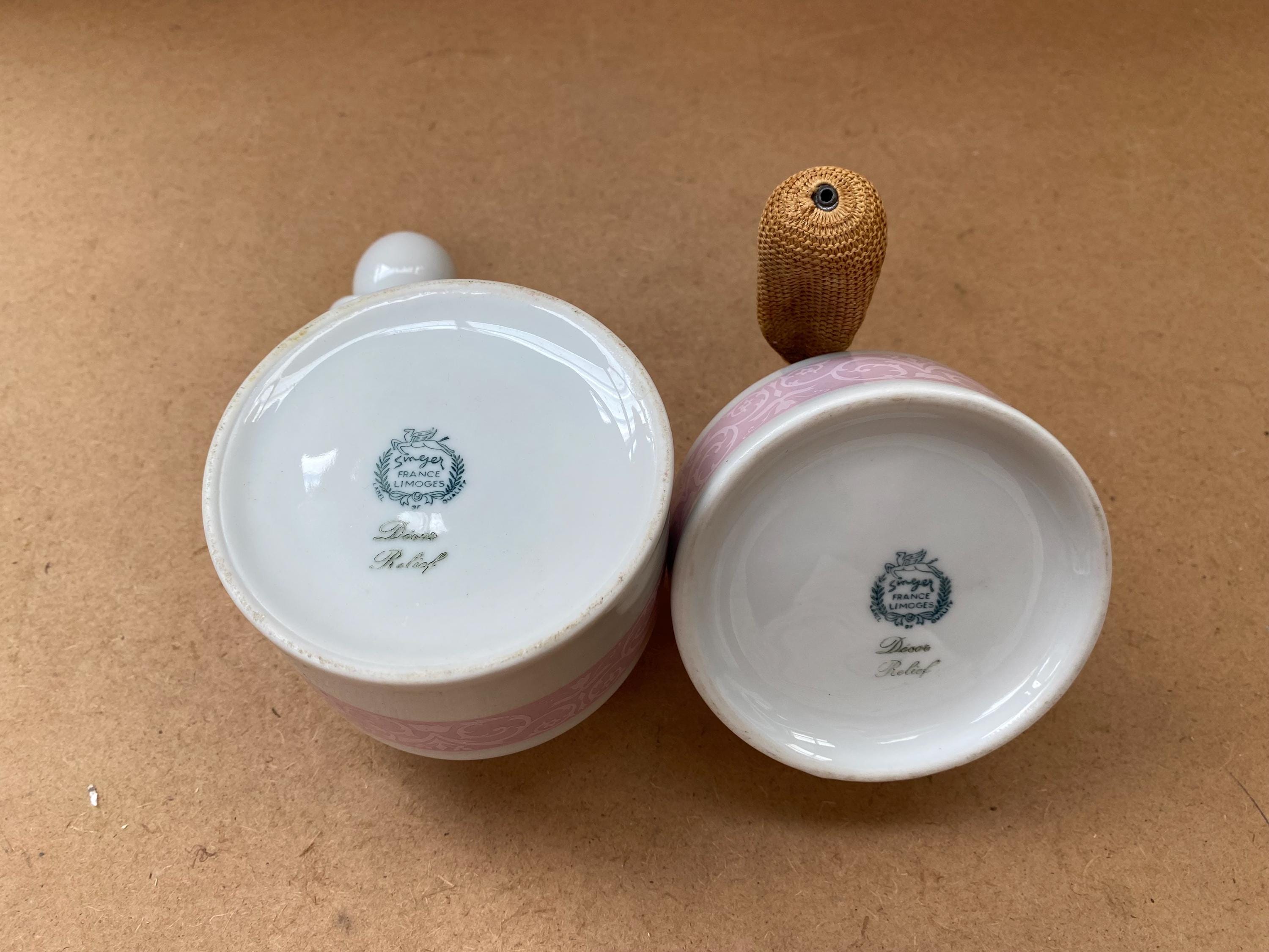 Antique Spray & Perfume Bottle LIMOGES Singer Porcelain Pink Vintage # ...