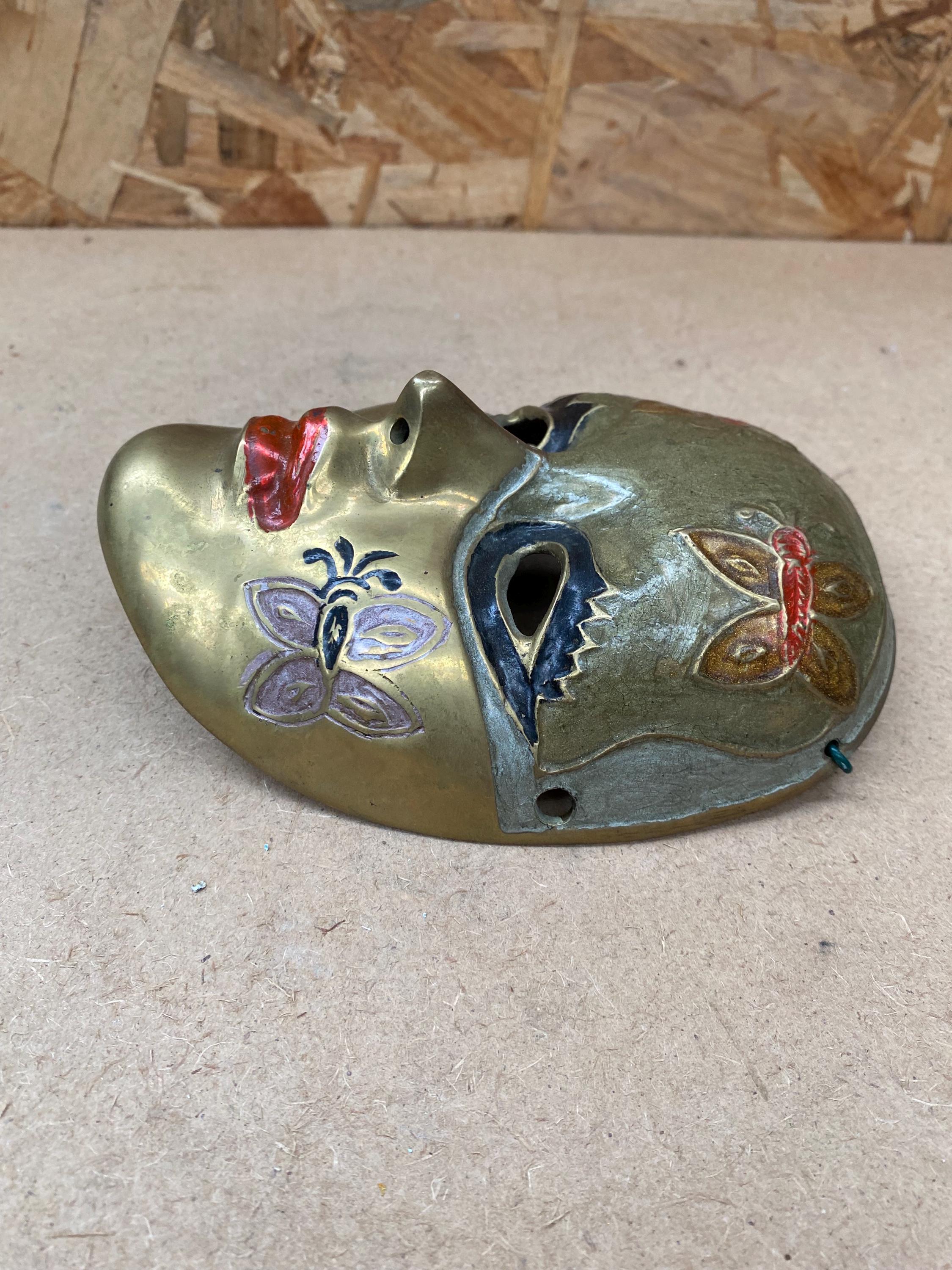 古い装飾的なヴェネツィア マスク塗装真鍮ヴィンテージ #B598 - Etsy 日本