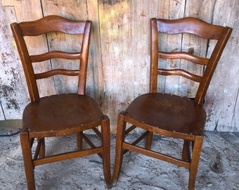 Pair of Vintage Wood LUTERMA Bistro Chairs #A031