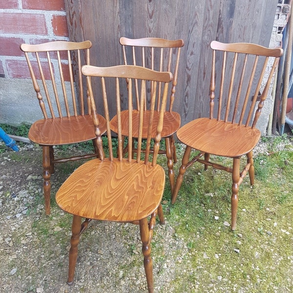 Set of 4 BAUMANN TACOMA Western Bistro Chairs Vintage Wood #A649