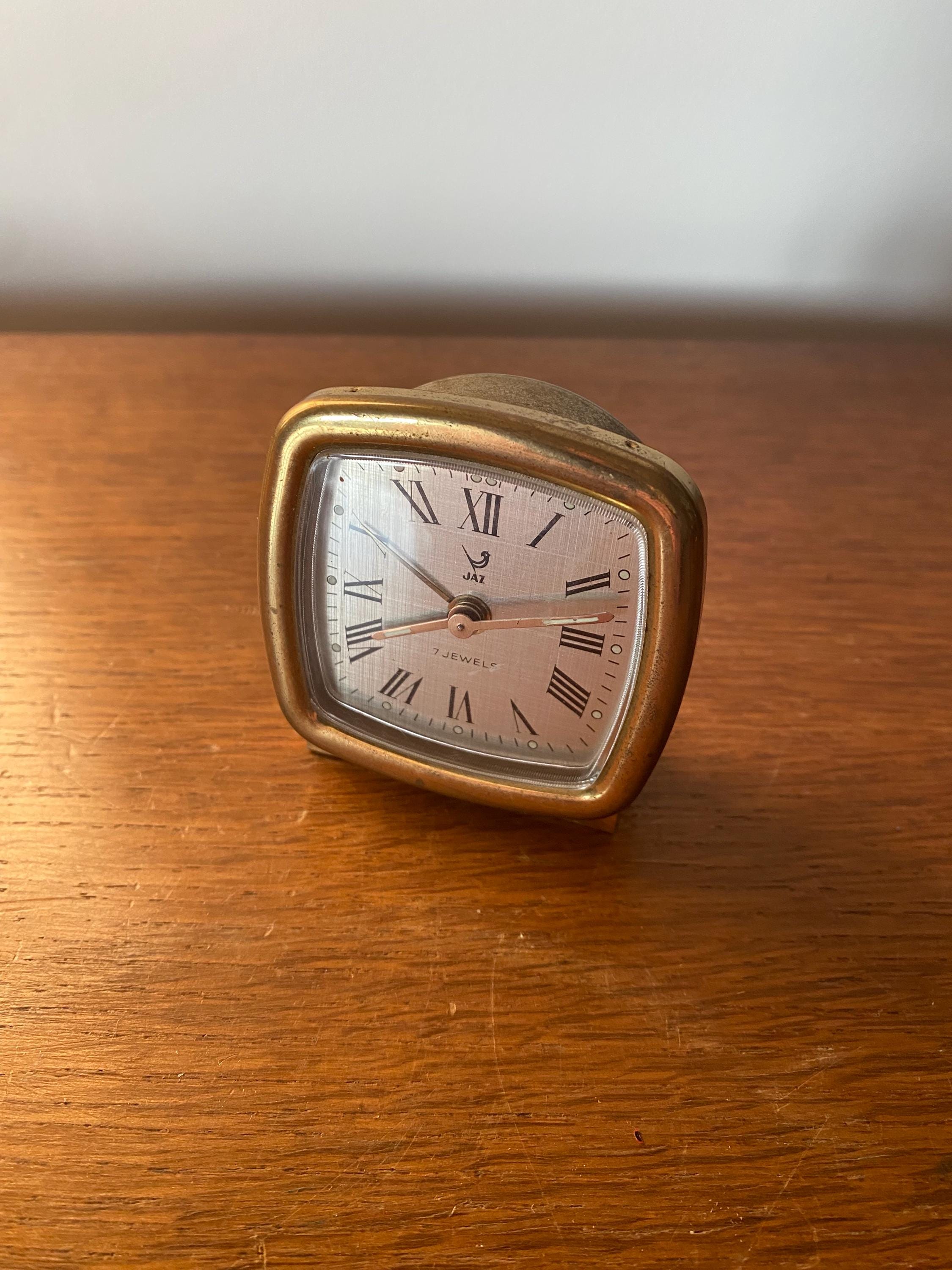 Antique JAZ 7 Jewels Gold Metal Alarm Clock 70s Vintage #C256 - Etsy