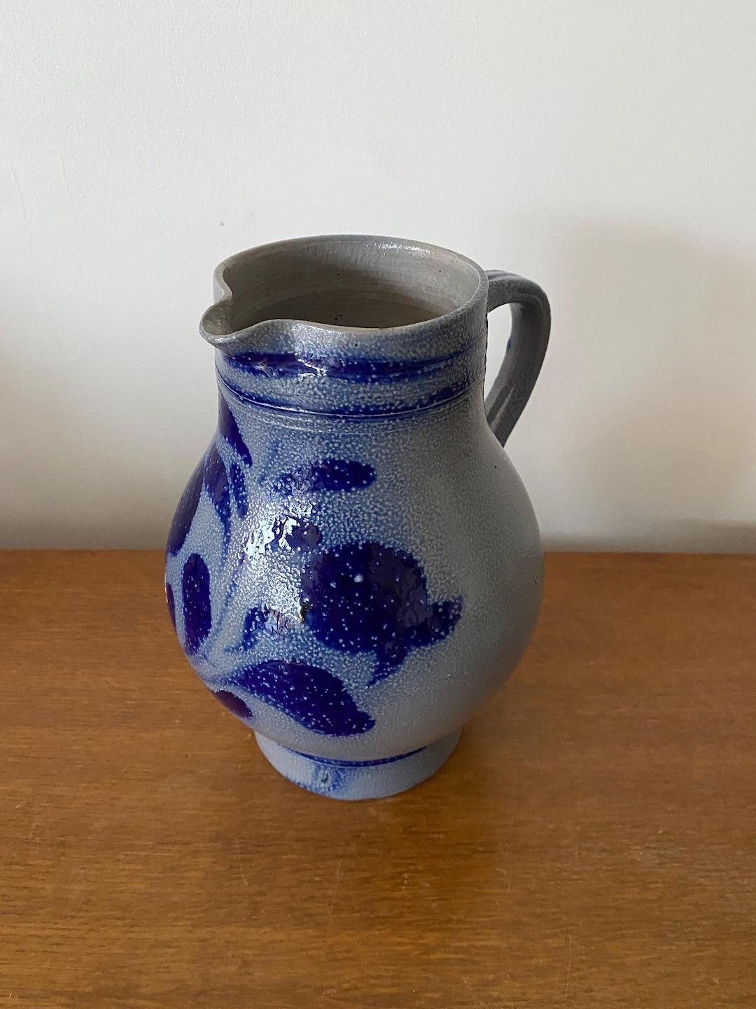 Antique Blue Stoneware Pitcher