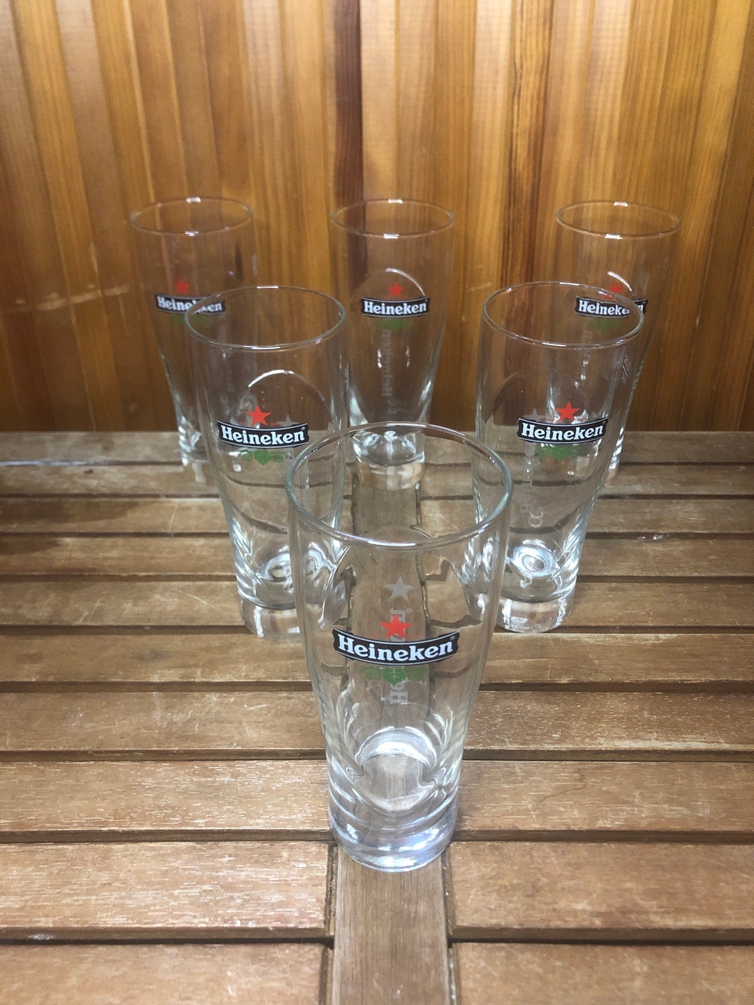 Set of 6 HEINEKEN Beer Glasses 25cl Vintage Transparent Glass Etsy
