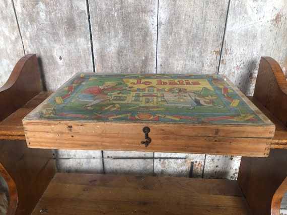 Jeu De Construction En Bois Vintage Garnier Numéro 5 - Occasion - Maison Ancienne à Monter