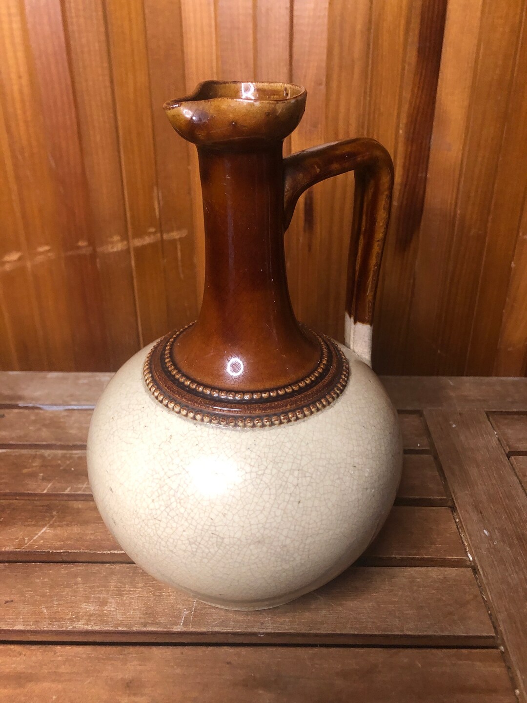 SUPERBE ANCIEN VASE CERAMIQUE ANGLAISE CRAQUELEE marque à déchiffrer