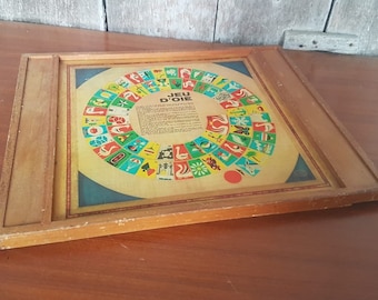 Ancien Plateau De Jeux En Bois – Jeu De L'Oie, Dames, Petits Chevaux, Marelle – #A692