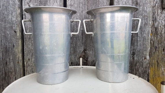 Seau à Champagne Ancien En Aluminium – 21 Cm Haut, 22,5 Cm Diamètre