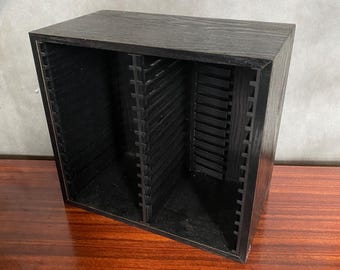 Old Vintage Black Wood TnB CD Disc Storage Stand #B868