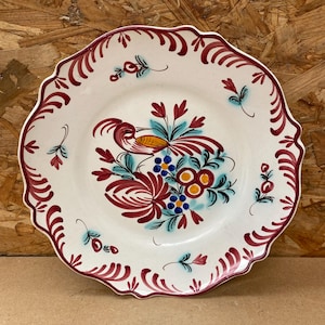 Antique Emile Tessier Ceramic Plate Vintage Bird Decor #B419